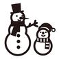 雪だるま キャラ,雪だるま,シルクハット,マフラー,サンタ帽,親子,2体,並ぶ,大小,キャラクターのシルエット素材