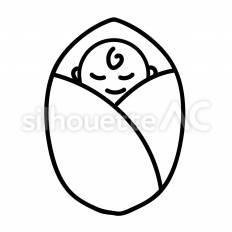 赤ちゃん　白抜き 赤ちゃん,白抜き,おくるみのシルエット素材