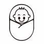 おくるみ おくるみ 赤ちゃん,男の子,おくるみ,笑顔,ご機嫌,ベイビー,子供,ベビー,乳児,新生児のシルエット素材
