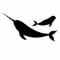 イッカクの親子 イッカクの親子 イッカク,海,泳ぐ,水族館,角,動物,親子,生き物,かわいい,ファミリーのシルエット素材