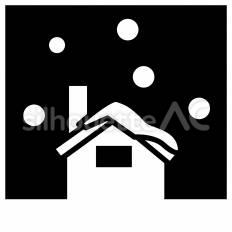 雪が積もった家　白抜き 家,屋根,煙突のシルエット素材