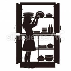 食器棚の整理 食器棚,食器,皿のシルエット素材