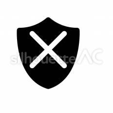 セキュリティ障害　ワンポイント 盾,拒否,遮断のシルエット素材