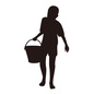 水を運ぶ子供 男の子,水汲み,バケツ,運ぶ,水,水問題,水不足,裸足,子供,人物のシルエット素材