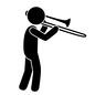 トロンボーン トロンボーン トロンボーン,吹く,金管楽器,楽器,人物,人,ピクトグラム,1人,演奏者,オーケストラのシルエット素材