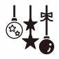 クリスマス（星とボールオーナメント） クリスマス,オーナメント,ボール,星,リボン,黒,ツヤツヤ,紐,柄,模様のシルエット素材