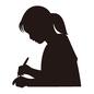 書く女性 書く女性 書く,記入,ペン,上半身,女性,女,1人,学生,生徒,大人のシルエット素材