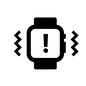 スマートウォッチ 注意,ビックリマーク,バイブ,スマートウォッチ,ウォッチ,腕時計,腕時計型,ウェアラブルデバイス,通信,情報機器のシルエット素材