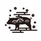 蓮模様の豚1匹 豚,蓮,花,梅,エ霞,和風,横向き,猪,動物,1匹のシルエット素材