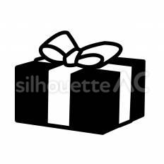 プレゼント俯瞰 プレゼント,リボン,箱のシルエット素材