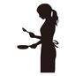 料理する女性 料理する女性 料理,キッチン,調理,炒める,自粛生活,人物,女性,自炊,家事,新しい生活様式のシルエット素材
