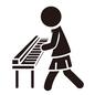 キーボード キーボード,電子ピアノ,女性,スカート,軽音部,軽音楽部,音楽,演奏,学生のシルエット素材