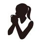 リラックス リラックス コーヒー,お茶,女性,女の人,ポニーテール,飲物,温かい飲み物,横顔,上半身,マグカップのシルエット素材