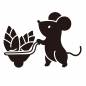 筍を運ぶネズミ 筍を運ぶネズミ ネズミ,筍,運ぶ,食材,一輪車,横向き,収獲,動物,1匹,こどもの日のシルエット素材