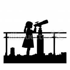 展望台から望遠鏡を覗く 展望台,望遠鏡,覗くのシルエット素材