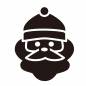黒サンタクロース(鼻ひげと顎ひげ 黒サンタクロース(鼻ひげと顎ひげ サンタクロース,クリスマス,人物,男性,おじいさん,鼻ひげ,黒,すまし顔,顎ひげ,帽子のシルエット素材