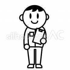 医療従事者男性 従事者,制服,名札のシルエット素材