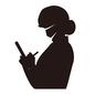 記入する女性スタッフ 記入する女性スタッフ 記入,マスク,医療従事者,メモ,書く,働く,仕事,看護師,スタッフ,職業のシルエット素材