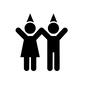 人 人 人,人物,2人,男の子,女の子,三角帽子,バンザイ,バースデーパーティー,パーティー,誕生日会のシルエット素材