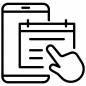 スマホ予約のアイコン リッチメニュー,アイコン,line,予約,スマホ,端末,画面,指,タップ,カレンダーのシルエット素材