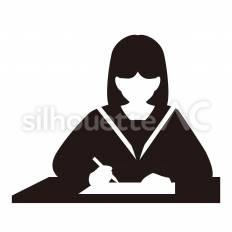 受験 女子,女の子,学生のシルエット素材