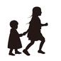 姉妹 姉妹 姉妹,子供,女の子,スカート,手をつなぐ,2人,人,人物,ロングヘアー,歩くのシルエット素材