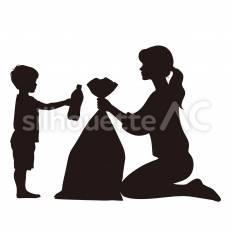 ゴミの分別を手伝う子供 ゴミ,分別,袋のシルエット素材