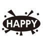 HAPPY HAPPY HAPPY,楕円,英語,ハッピー,アメコミ,セリフ,吹き出し,感情表現,リアクションマーク,リアクションのシルエット素材
