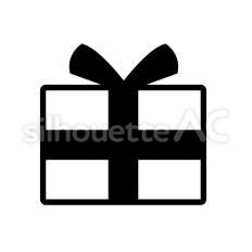 プレゼント　白抜き プレゼント,リボン,箱のシルエット素材