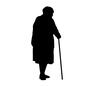 老人 歩く,女性,女,おばさん,おばあちゃん,杖,人,人物,高齢者,老人のシルエット素材