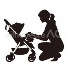 ベビーカーの拭き掃除 ベビーカー,拭く,布のシルエット素材