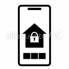 スマートロック管理アプリのスマートフォン スマートフォン,アプリ,スマートロックのシルエット素材