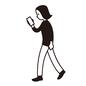 歩きスマホ 歩きスマホ 歩きスマホ,歩く,人物,女性,スマホトラブル,スマホ,トラブル,危ない,危険行為,迷惑行為のシルエット素材