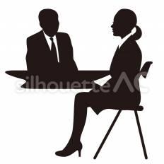 面接 座る,書類,姿勢のシルエット素材
