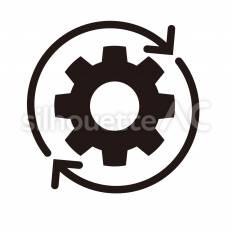 先端技術　オートメーション オートメーション,歯車,矢印のシルエット素材