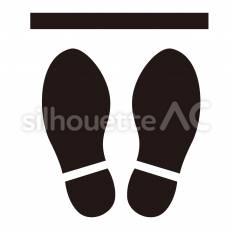 待機所 足跡,立つ,位置のシルエット素材