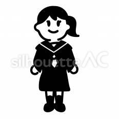 中学生　女の子 中学生,制服,長袖のシルエット素材