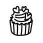 カップケーキ カップケーキ 手書き,ハート,カップケーキ,プチケーキ,デコレーション,愛情,プレゼント,手作り,気持ちのシルエット素材