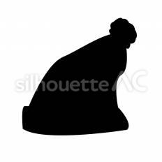 帽子　白抜き 帽子,ポンポン,ふちのシルエット素材