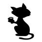 猫 猫 コミカル,かわいい,猫,ねこ,ネコ,生き物,コーヒーカップ,飲みもの,温かい飲み物,座るのシルエット素材