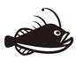 あんこう あんこう,アンコウ,ちょうちんあんこう,チョウチンアンコウ,魚,さかな,サカナ,横向き,一匹,深海魚のシルエット素材