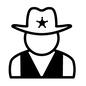 ウェスタン カウボーイ,保安官,人,人物,上半身,正面,星マーク,ウェスタンハット,ベスト,帽子のシルエット素材