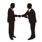 握手をする男性 人,人物,男性,挨拶,握手,全身,横向き,向かい合う,立つ,韓国のシルエット素材