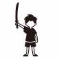 刀を持つ男の子 男の子,刀,持つ,武器,ポーズ,かっこいい,こどもの日,半袖,短パン,人物のシルエット素材