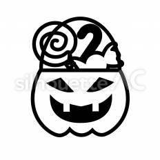 お菓子バスケット　お菓子 ジャックオランタン,かぼちゃ,野菜のシルエット素材