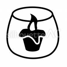 キャンドル　白抜き キャンドル,炎,ガラス容器のシルエット素材