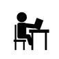 図書館 図書館 本,椅子,机,横向き,座る,読書,本を読む,読む,学ぶ,勉強のシルエット素材