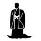 男性 男性,全身,正面,立つ,和服,和装,羽織,引きずる,前結び,着物のシルエット素材
