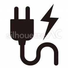 充電可 プラグ,電源,稲妻のシルエット素材
