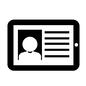 タブレット タブレット 身分証明書,証明書,データベース,タブレット,情報,人,人物,上半身,データ,個人データのシルエット素材